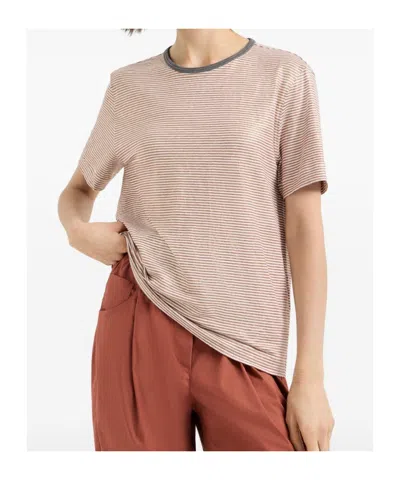 Brunello Cucinelli Striped-pattern T-shirt In Brown