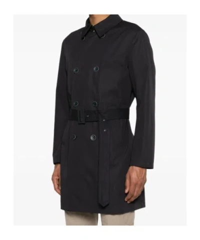 Herno Double-breasted Trench Coat In Black