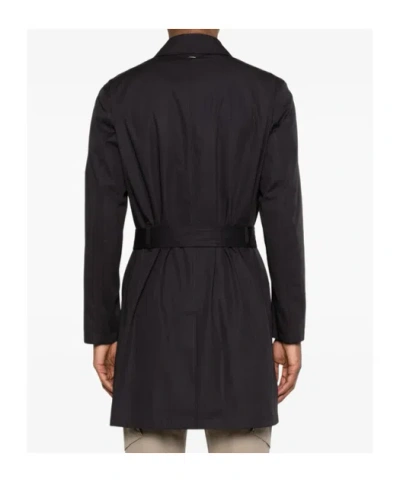 Herno Double-breasted Trench Coat In Black
