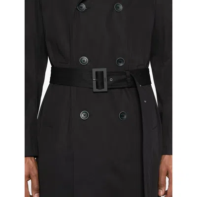 Herno Double-breasted Trench Coat In Black