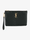 SAINT LAURENT SAINT LAURENT LADIES BLACK LEATHER ESSENTIAL MONOGRAMME MATELASSÉ POUCH,379039CWU0111821048