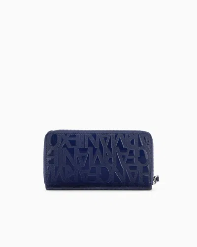 Armani Exchange Smooth Material Wallet In Blue