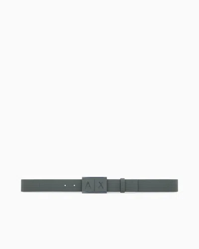 Armani Exchange Leather Belt With Rectangular Buckle In Orange