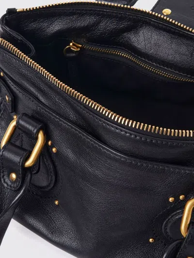 Chloé Paddington Black Shoulder Bag With Oversized Padlock And C-shaped Buckles In Grainy Leather Woman In Black