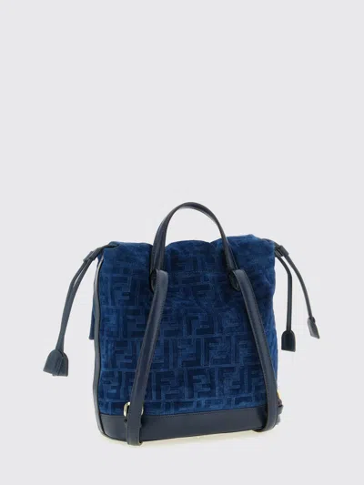 Fendi Ff Flocked Denim Backpack In Blue