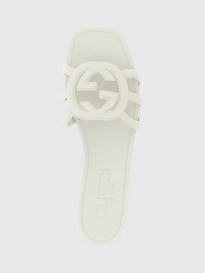 Gucci Stylish Interlocking Cut-out Sandals With 10mm Heel In White