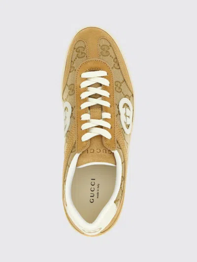 Gucci Beige G75 Sneaker In Suede And Gg Fabric Women In Brown