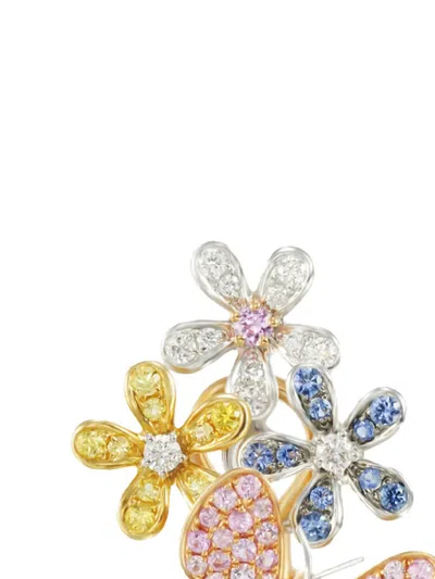 Mio Harutaka Sapphire Flower Butterfly Single Right Earring In Orange