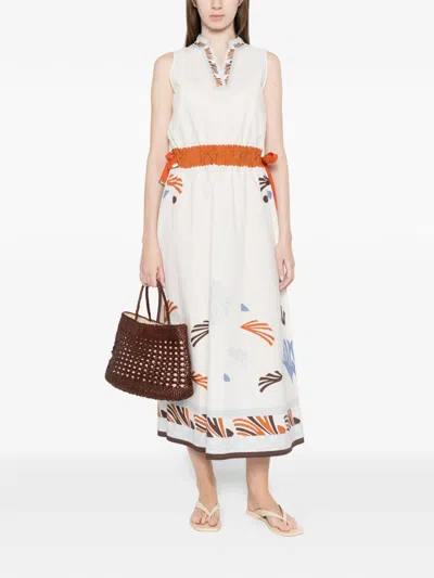 Herno Patterned-hem Midi Dress In White