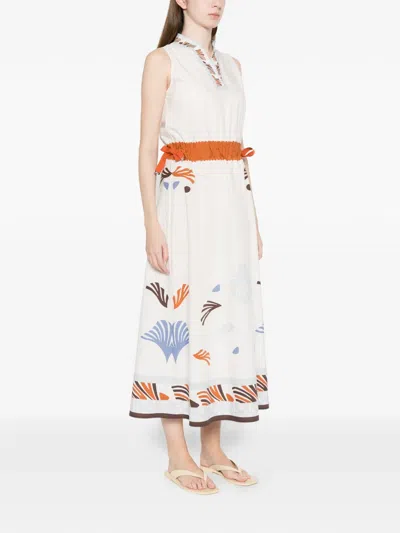 Herno Patterned-hem Midi Dress In White