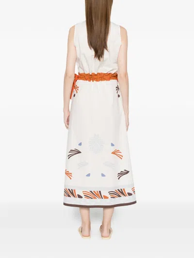 Herno Patterned-hem Midi Dress In White