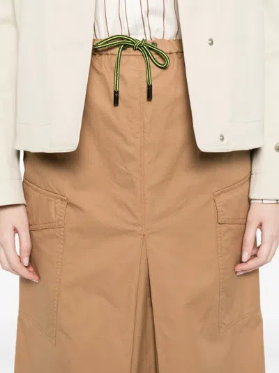 Herno Gonna Midi In Cotone Beige Con Tasche  In Brown