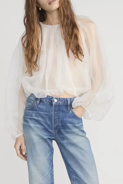 Frame The Sheer Balloon Blouse In Cream In White