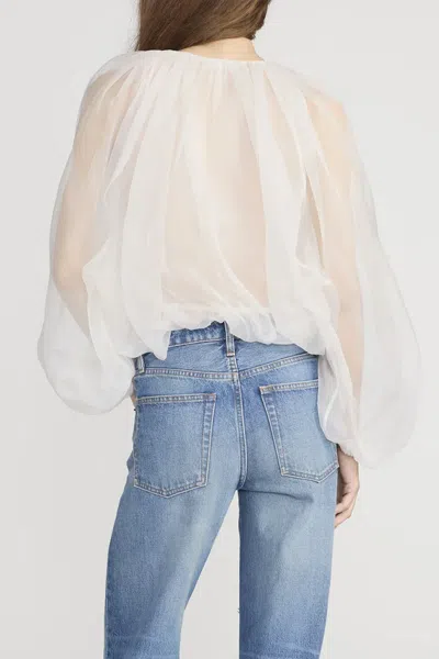 Frame The Sheer Balloon Blouse In Cream In White