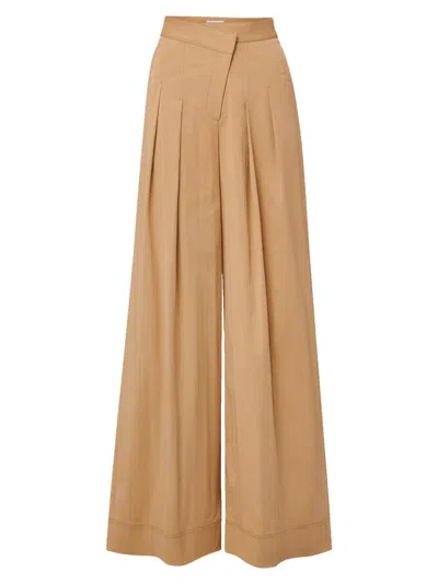 Veronica Beard Heron Pleated Wide Leg Pants In Brown