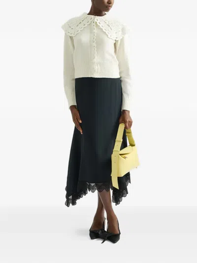 Erdem Convertible Merino Wool-blend And Crocheted Organic Cotton Cardigan In White
