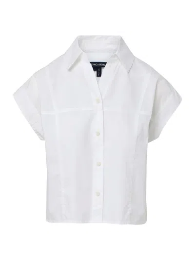 Veronica Beard Nestor Button-up Crop Top In White
