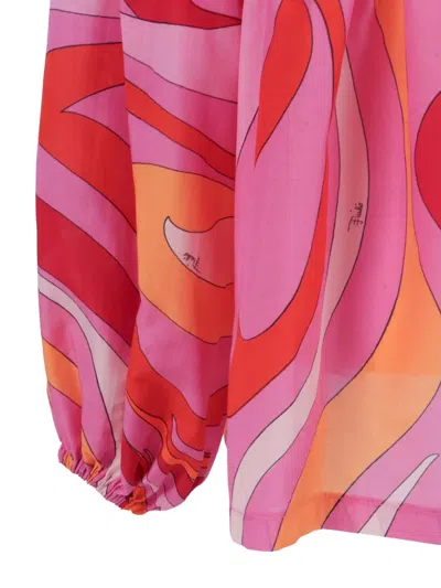 Pucci Junior Buttoned Patterned Shirt In Pink