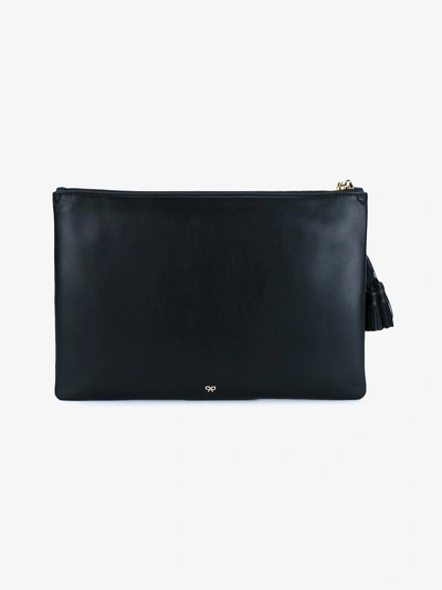 Shop Anya Hindmarch Leather Sticker Clutch Bag In Black