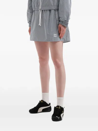 Mini Cream Drawstring Mini Skirt In Blue
