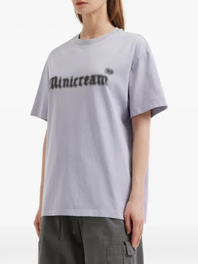 Mini Cream Logo-print T-shirt In Gray