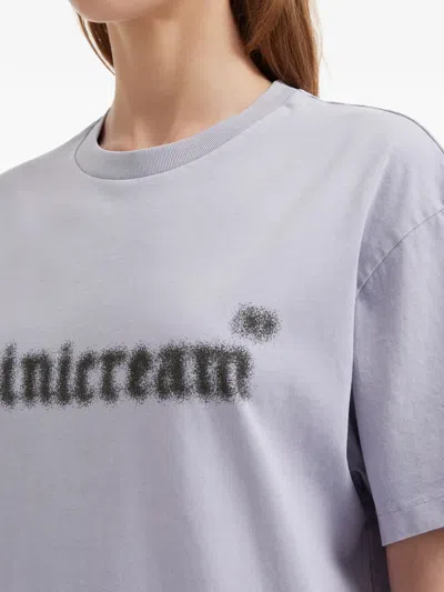 Mini Cream Logo-print T-shirt In Gray