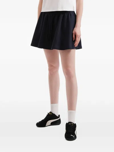 Mini Cream Drawstring Skirt In Blue