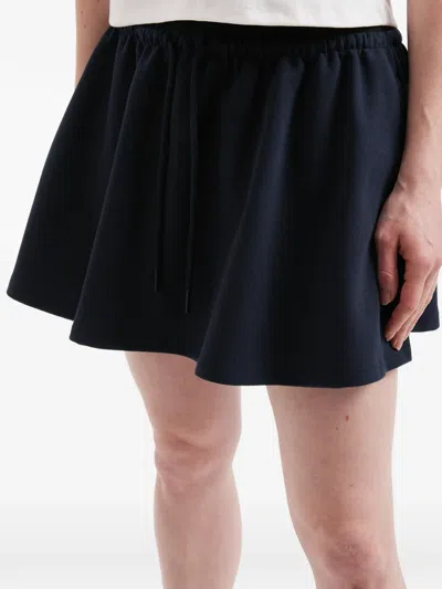 Mini Cream Drawstring Skirt In Blue