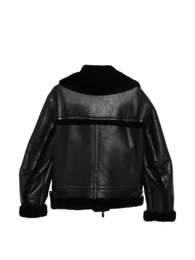 Bally Shearling Belt Jacket In Black