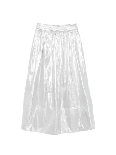 Tibi Metallic Pull-on Skirt In Silver