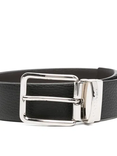Canali Grained Belt In Black
