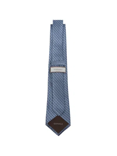 Canali Geometric-pattern Tie In Blue