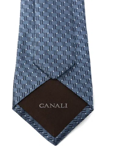 Canali Geometric-pattern Tie In Blue