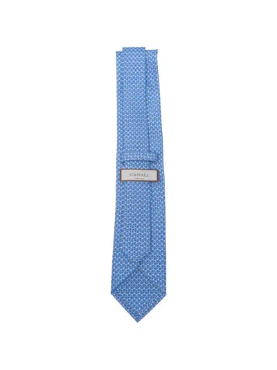 Canali Patterned Tie In Blue