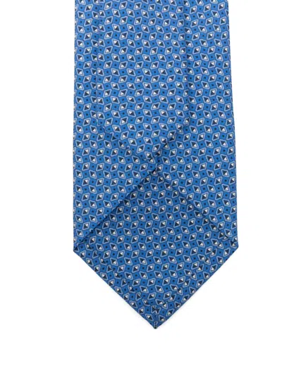 Canali Patterned Tie In Blue