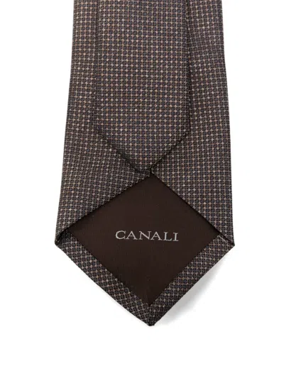 Canali Patterned Tie In Brown