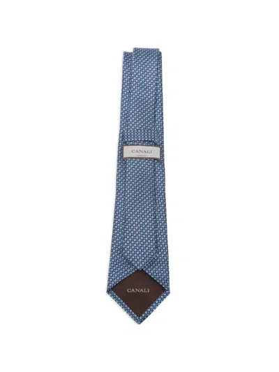 Canali Patterned Tie In Blue
