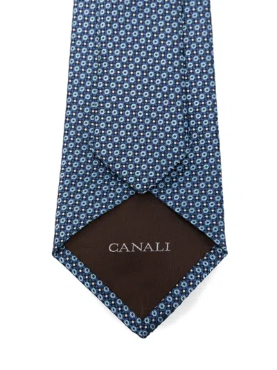 Canali Patterned Tie In Blue