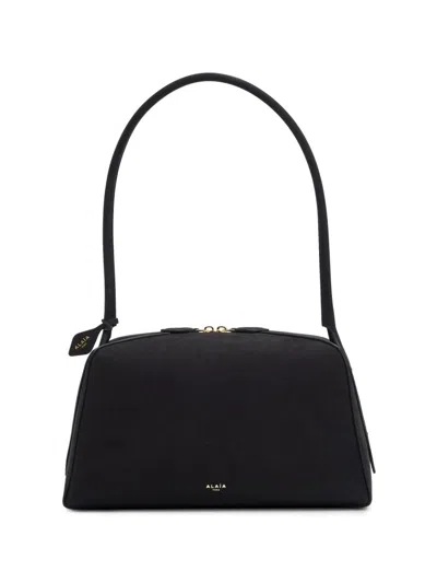 Alaïa Le Bouledogue Bowling Shoulder Bag In Nubuck Leather In Black