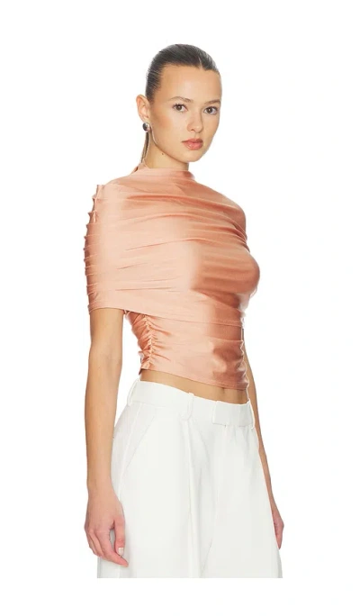 Lapointe Mock Neck Ruched Top In Orange