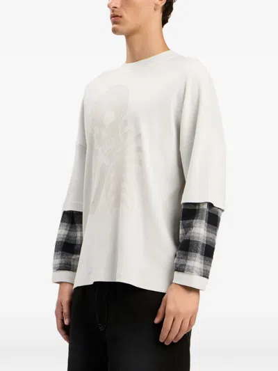 Palm Angels Skull Double Layer T-shirt In White