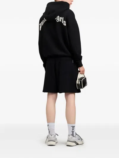 Palm Angels Men's Waist Logo Cotton Sweat Shorts In Black