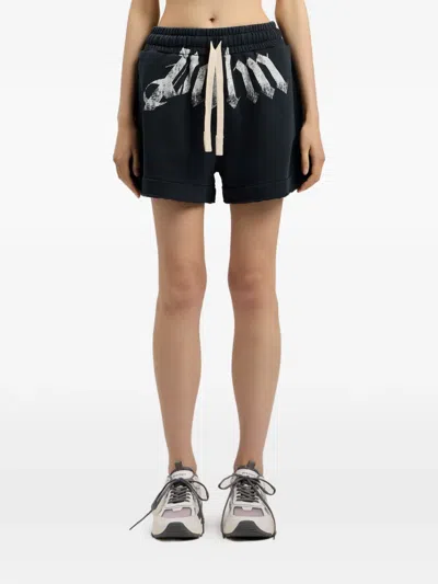 Palm Angels Big Waist Logo Sweatshorts In Black