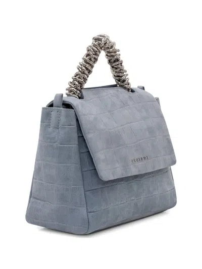Orciani Crocodile-effect Chain Handle Tote Bag In Blue