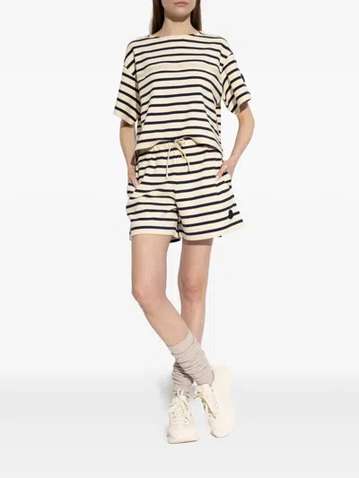 Moncler Cotton T-shirt With Striped Pattern In Neutral