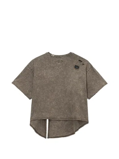 Musium Div. Distressed Split-back T-shirt In Brown