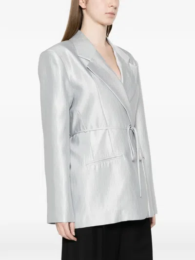 Eleh Tie-belt Blazer In Blue