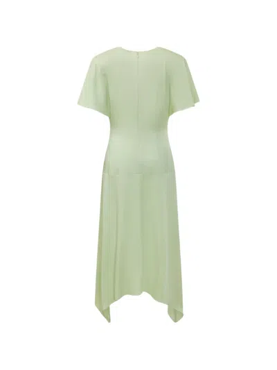 Stella Mccartney Envers Satin V Neck Dress In Green