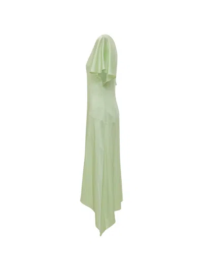 Stella Mccartney Envers Satin V Neck Dress In Green