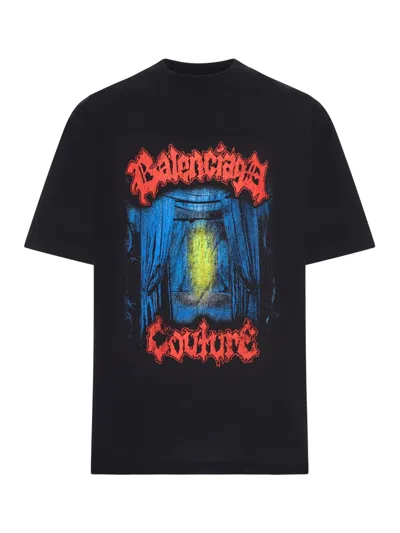 Balenciaga Cotton Salon De Couture Gothic T-shirt In Black